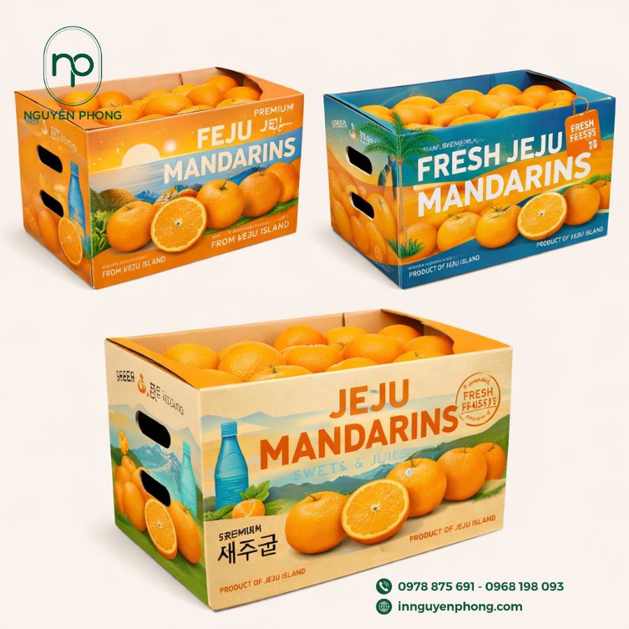 Thùng carton đựng quýt in đẹp