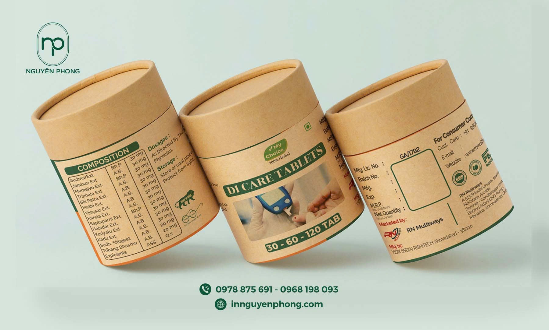 Hộp kraft tròn có thiết kế đơn giản