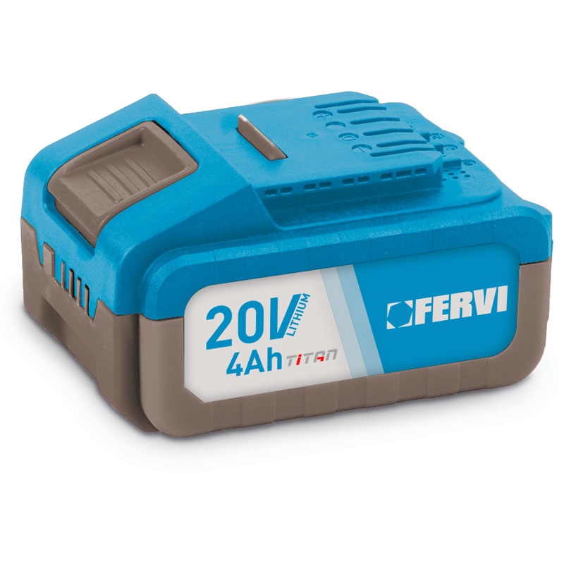 Pin sạc Fervi lithium 20V 4Ah màu xanh dương xám dùng cho dụng cụ điện cầm tay