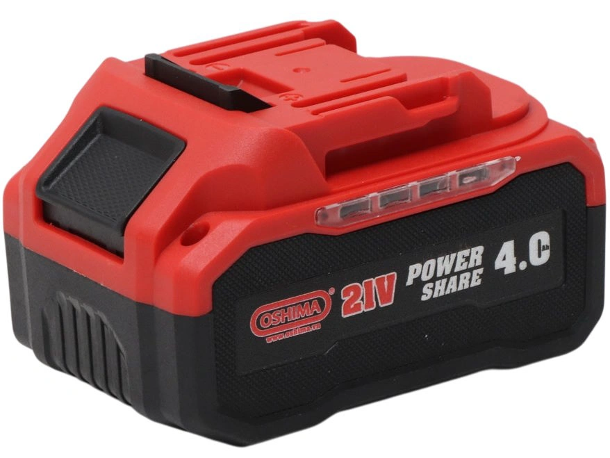 Pin sạc Oshima 21V Power Share dung lượng 4.0Ah màu đỏ đen cho máy dùng pin