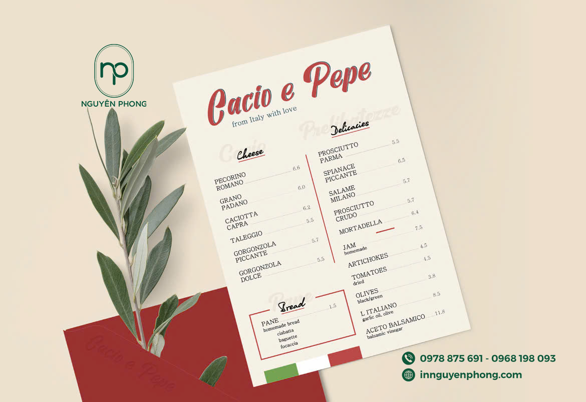 Dịch vụ in menu theo yêu cầu