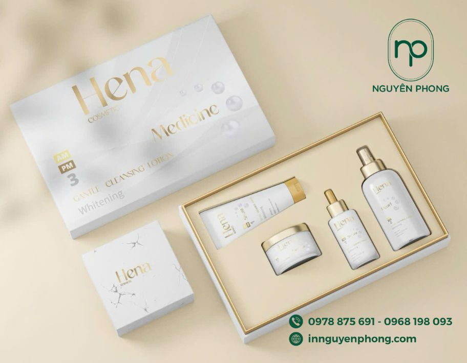 Mẫu hộp đựng mĩ phẩm in logo thương hiệu 