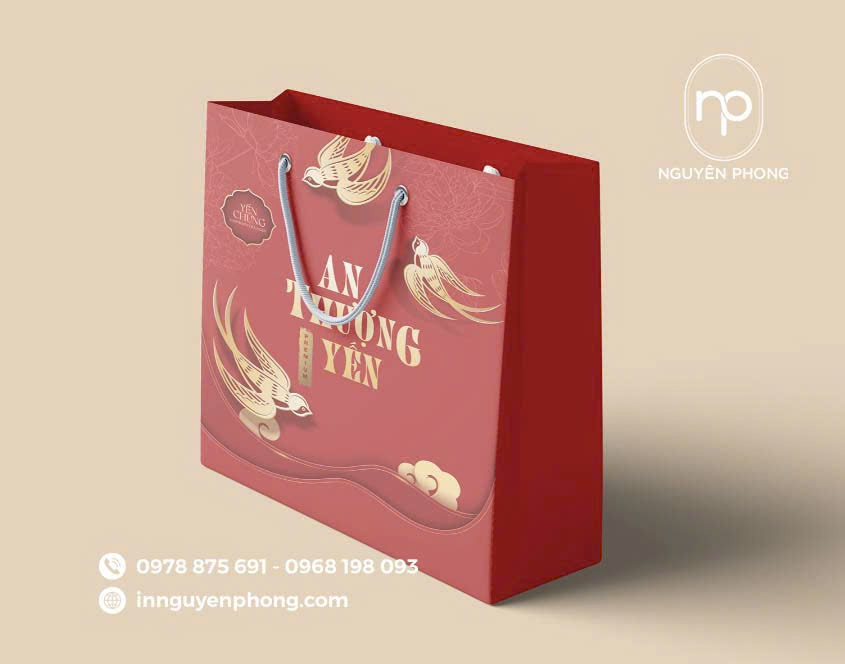 Mẫu túi giấy kèm hộp đựng yến sào