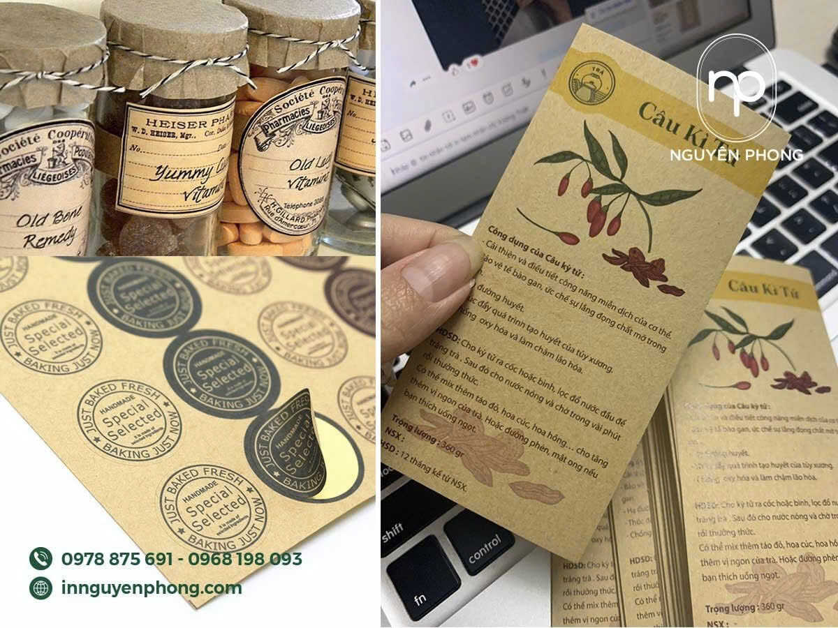 Mẫu tem giấy Kraft
