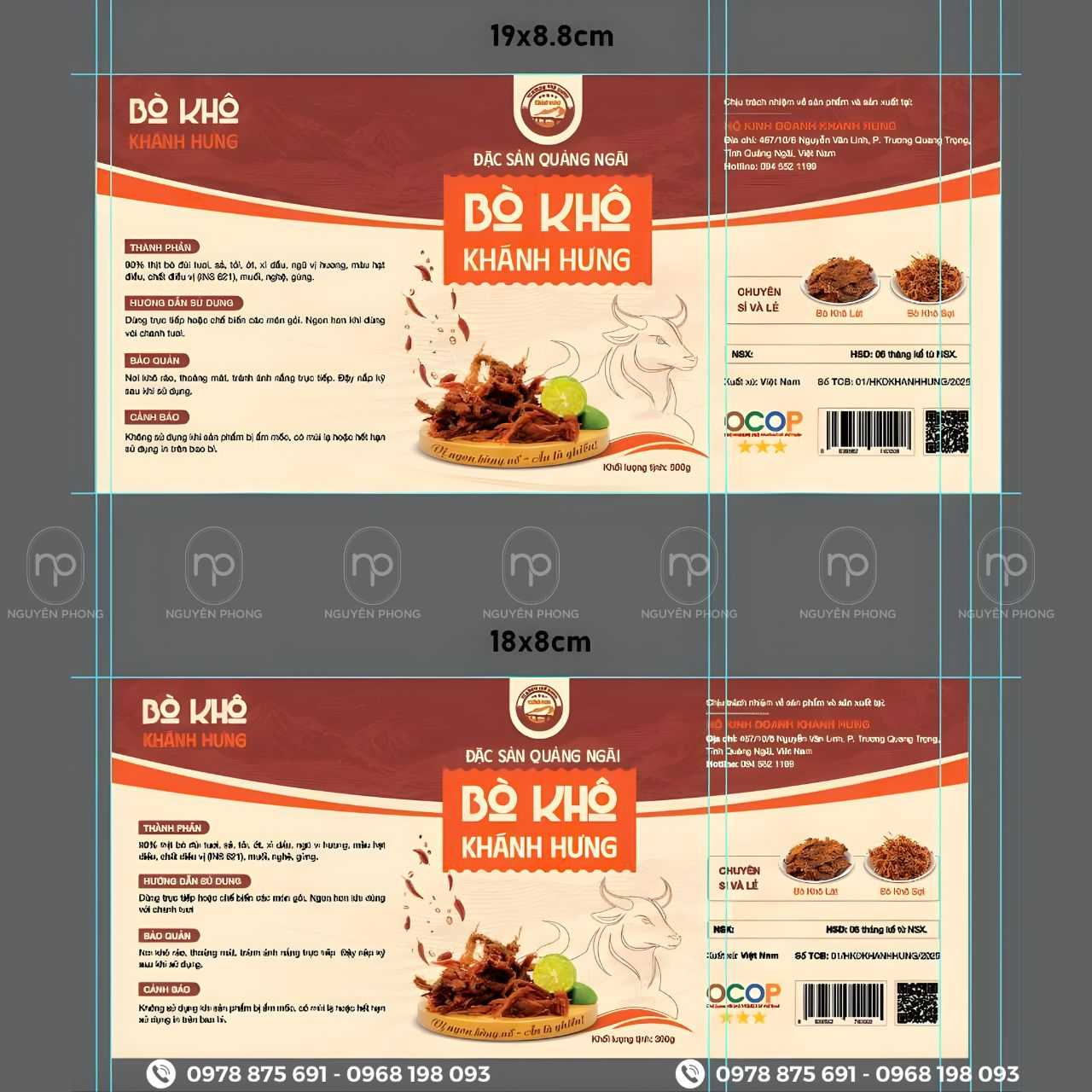 Kích thước, kiểu dáng & thiết kế túi giấy đựng bò khô
