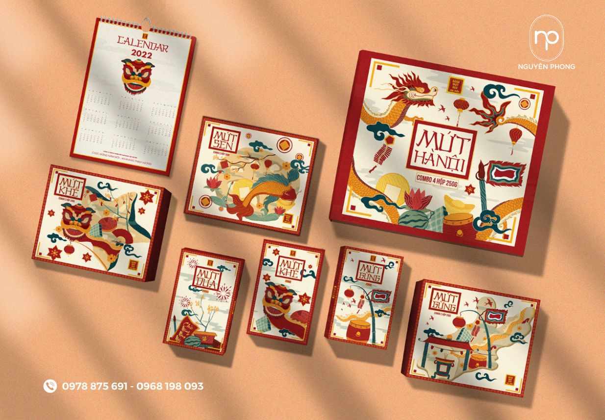 Hộp giấy đựng mứt tết sang trọng