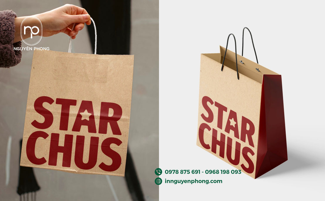 In túi giấy kraft tại xưởng in Nguyên Phong
