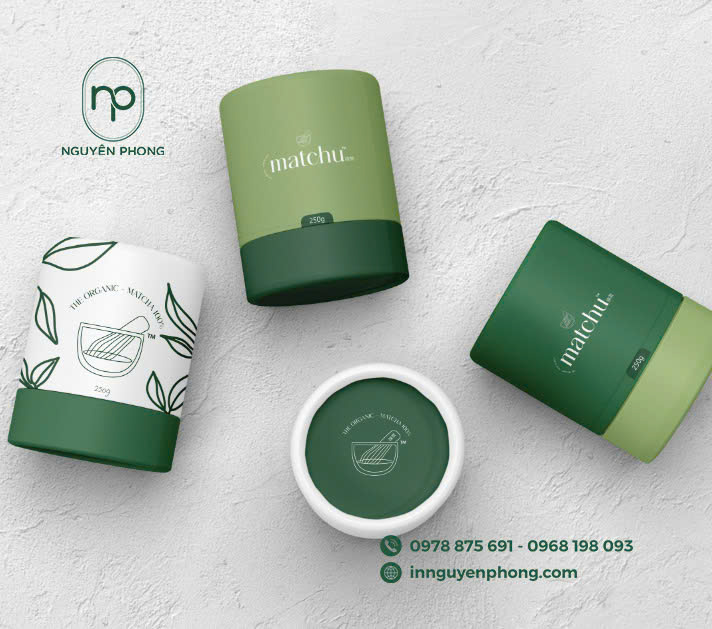 Hộp trụ tròn đựng matcha
