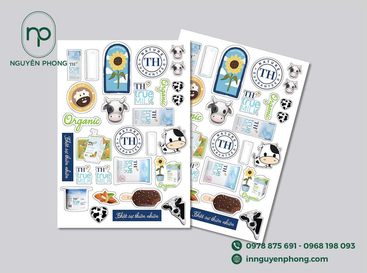 Sticker dán các sản phẩm của TH

