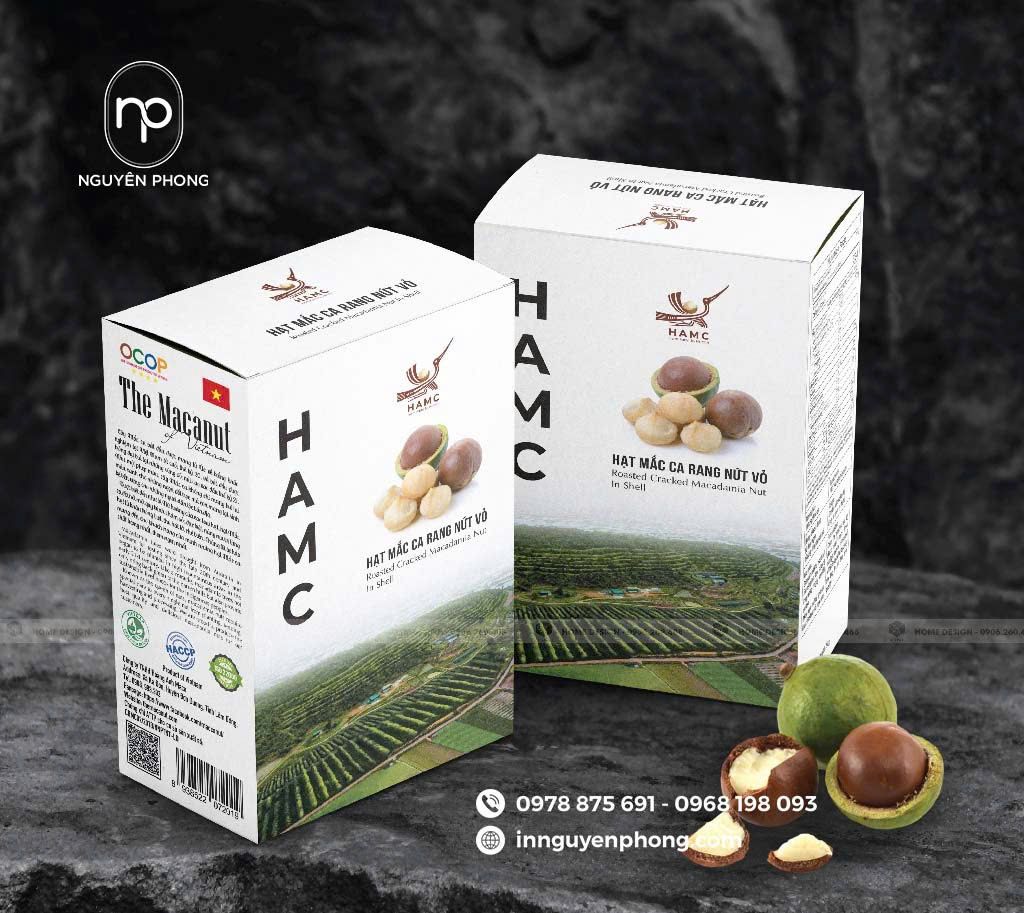 In Hộp Đựng Hạt Macca - Bao Bì Mộc Mạc Cho Nông Sản Việt