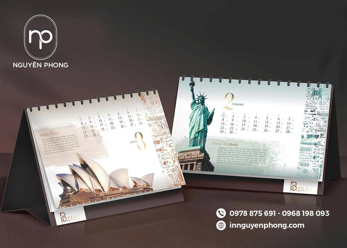 In lịch tết để bàn hiện đại