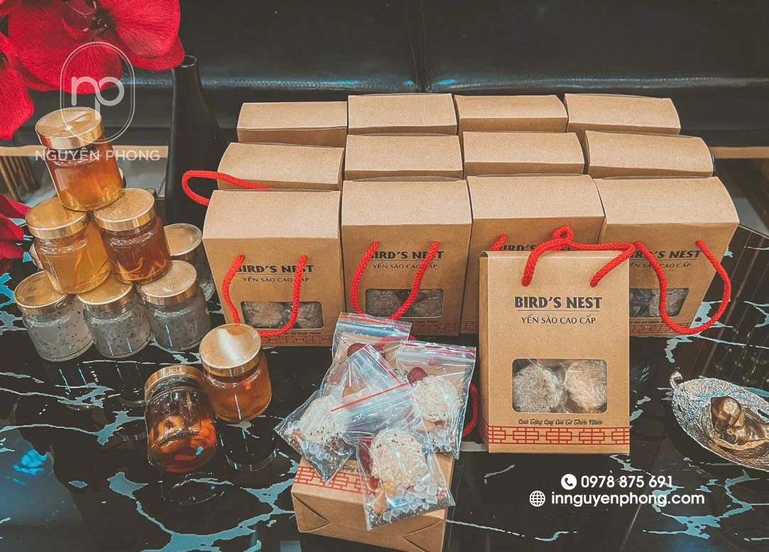 Mẫ hộp kraft mềm đựng yến mộc mạc