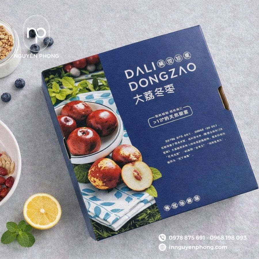 In hộp giấy đựng táo đỏ