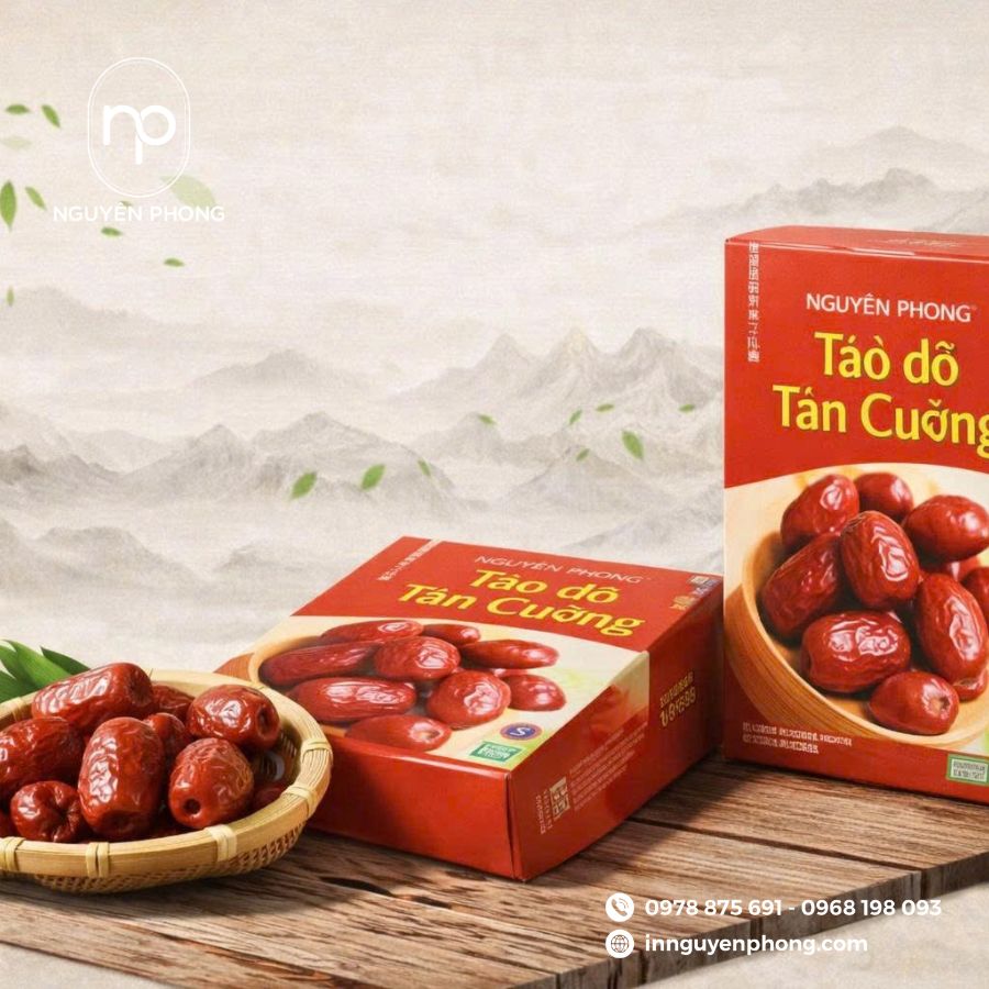 In hộp giấy đựng táo đỏ