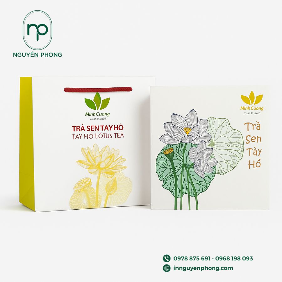 In hộp đựng trà sen đẹp