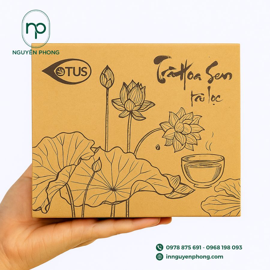 In hộp đựng trà sen đẹp