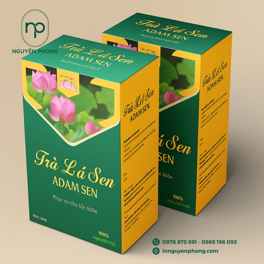 In hộp đựng trà sen đẹp