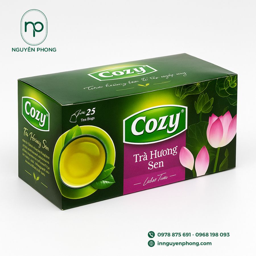 In hộp đựng trà sen đẹp