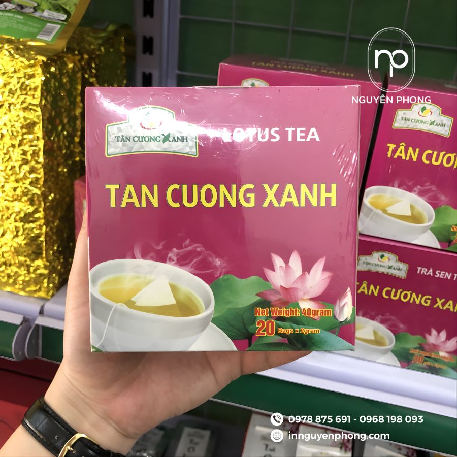 In hộp đựng trà sen đẹp