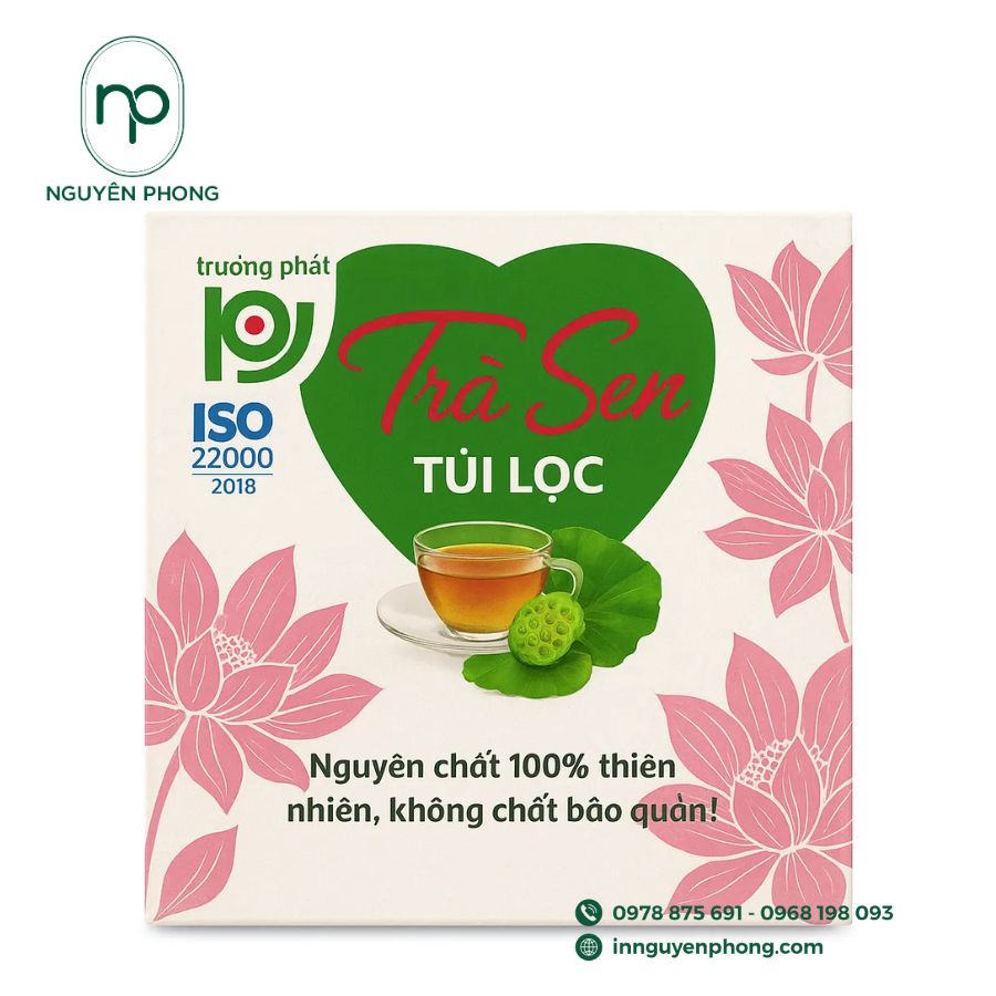 In hộp đựng trà sen đẹp