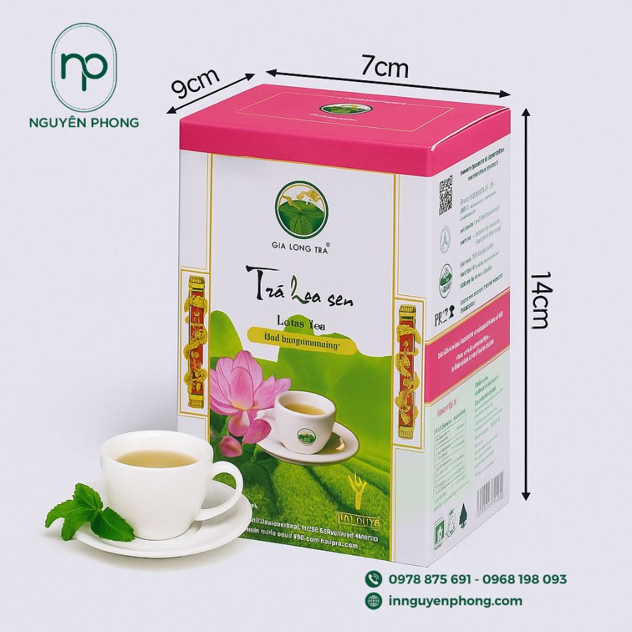 In hộp đựng trà sen đẹp