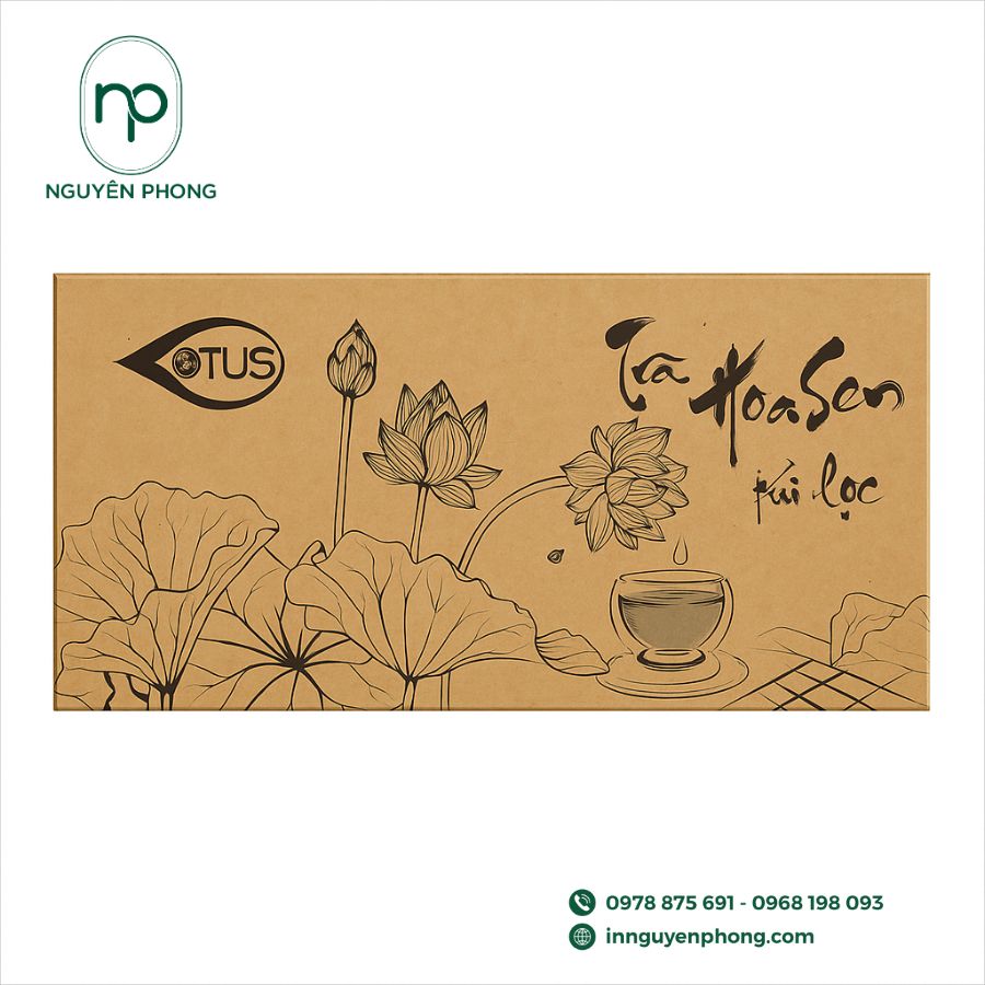In hộp đựng trà sen đẹp