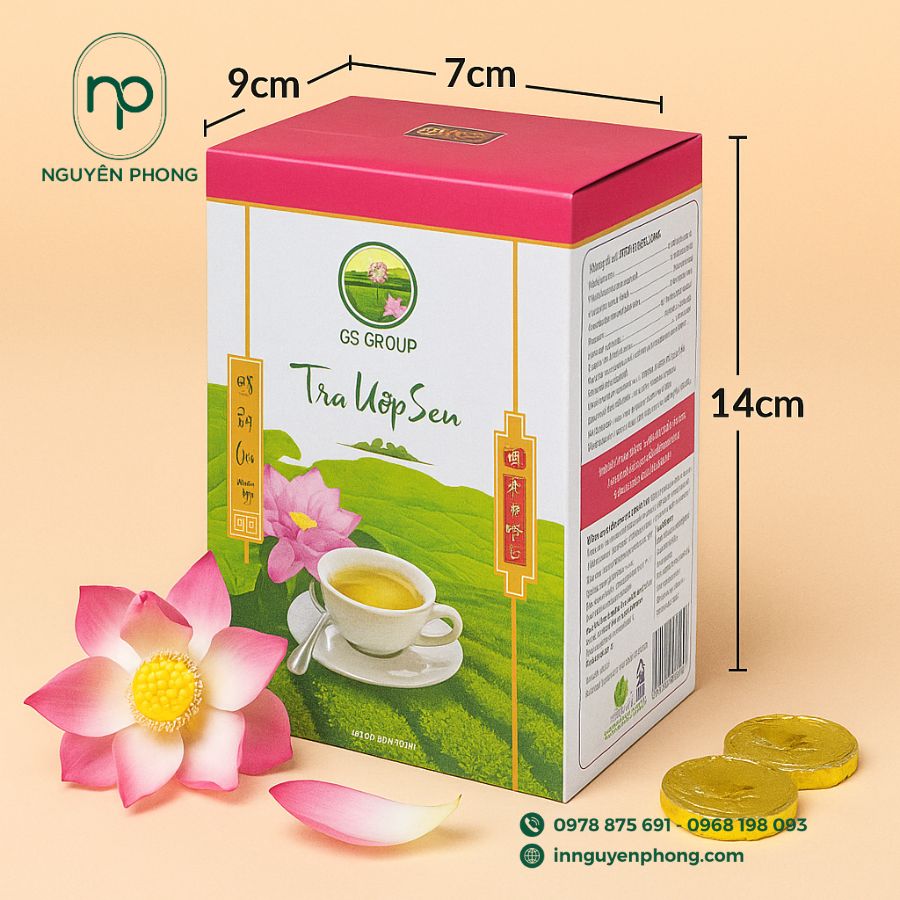 In hộp đựng trà sen đẹp