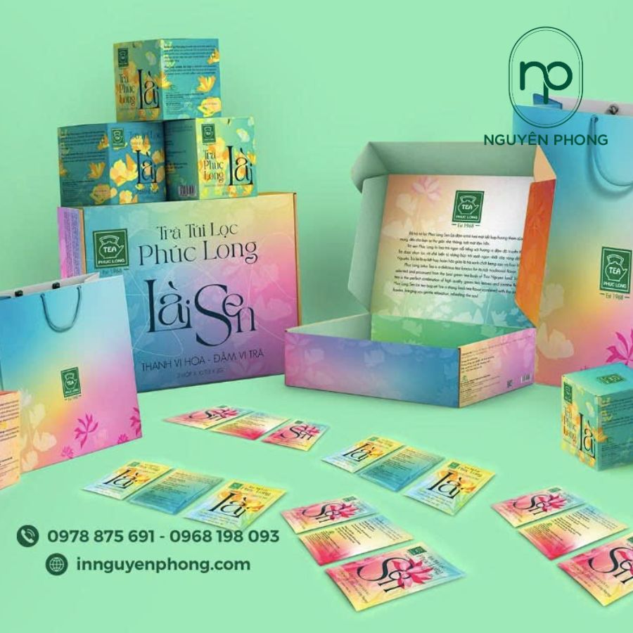 In hộp đựng trà sen đẹp