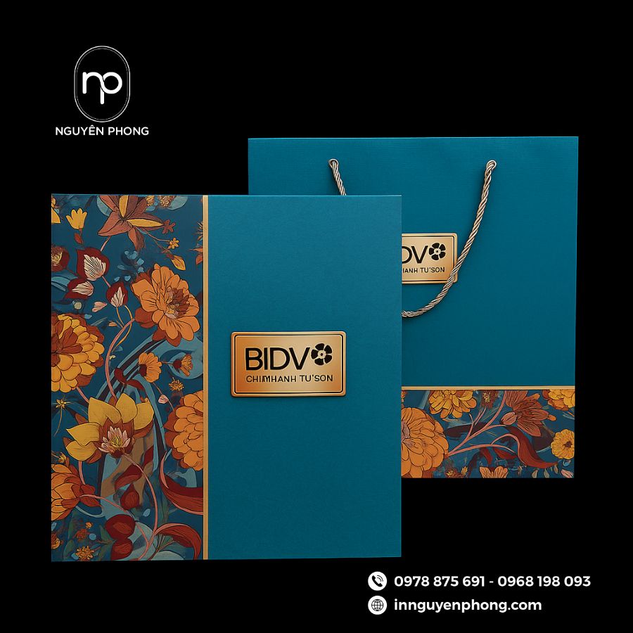 In/Mẫu hộp quà Tết ngân hàng, bảo hiểm đẹp, sang trọng