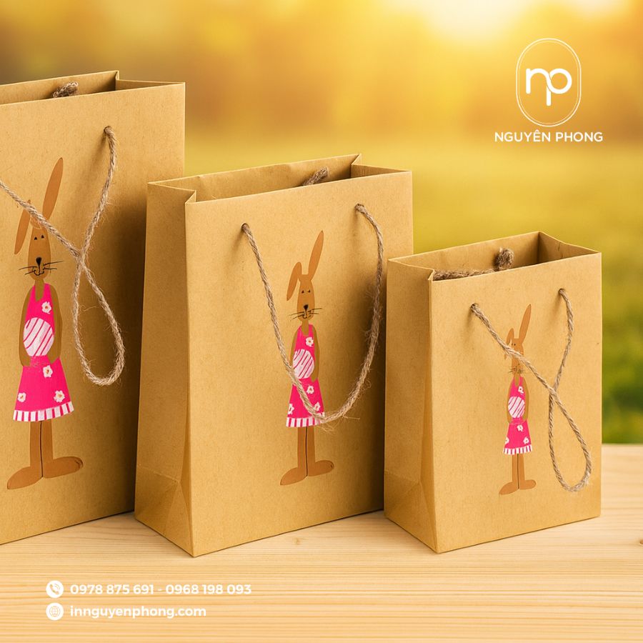 Túi giấy Kraft trắng thân thiện với môi trường