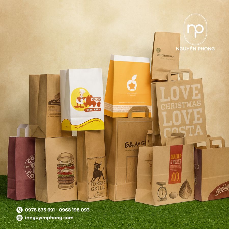 Túi giấy Kraft trắng thân thiện với môi trường