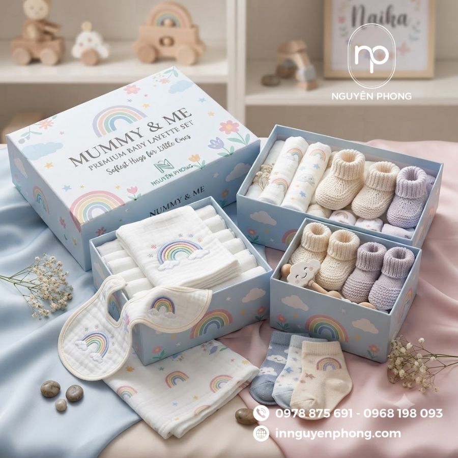 In Hộp Giấy Đựng Đồ Sơ Sinh, Quần Áo, Tất Trẻ Em Cao Cấp Theo Yêu Cầu