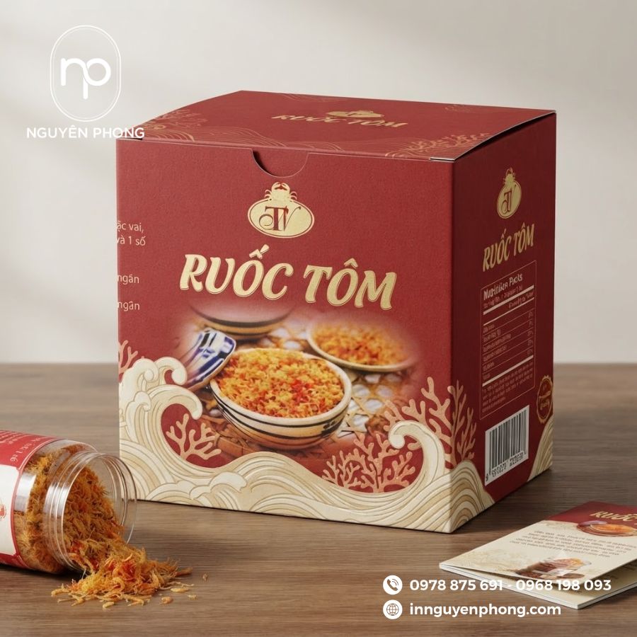 In hộp đựng ruốc tôm bắt mắt
