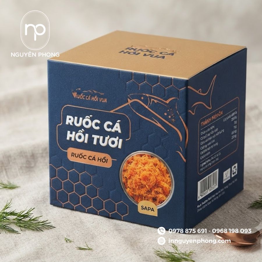 In hộp đựng ruốc cá đặc sản 