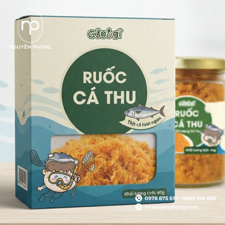 In hộp đựng ruốc cá thu