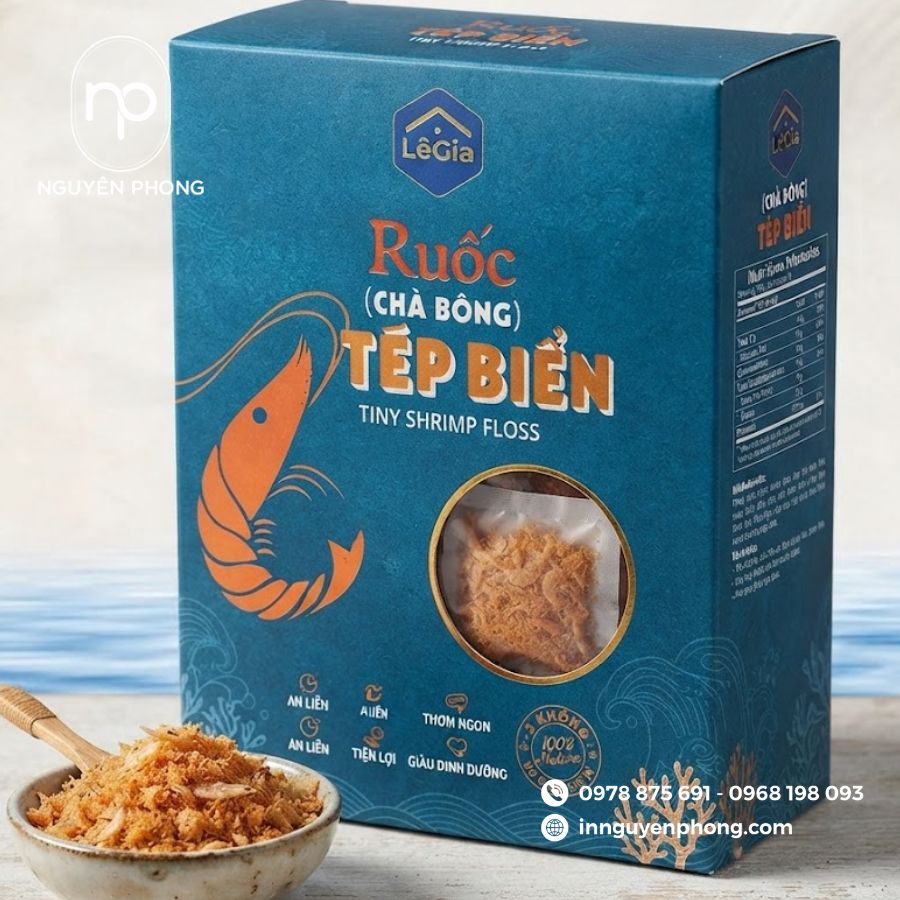 In hộp đựng ruốc tép biển