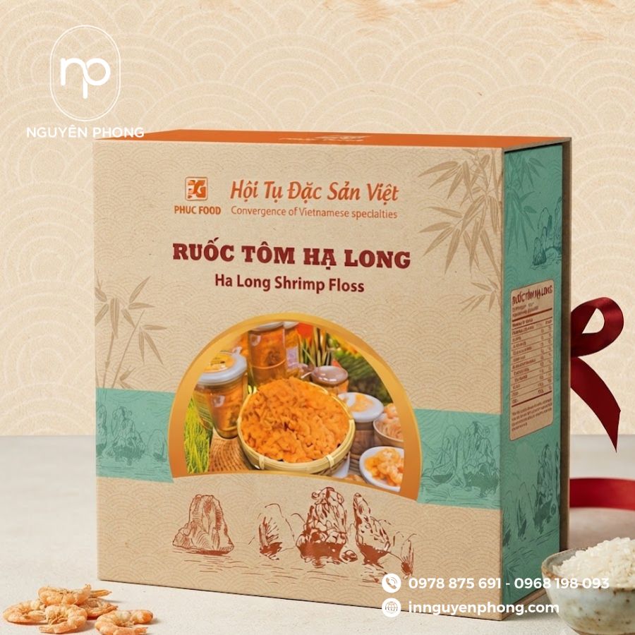 In hộp đựng ruốc tôm Hạ Long bắt mắt