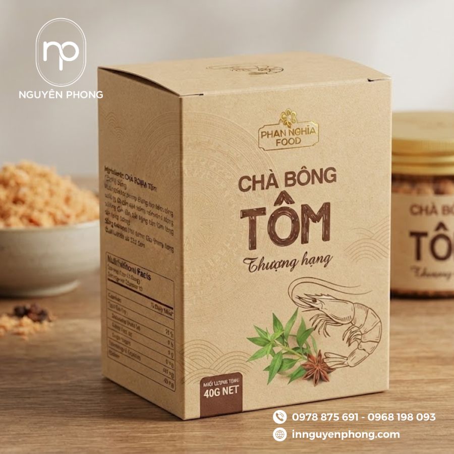 In hộp đựng ruốc tôm thượng hạng