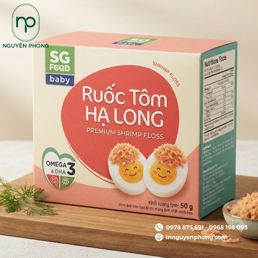 In hộp đựng ruốc tôm bắt mắt