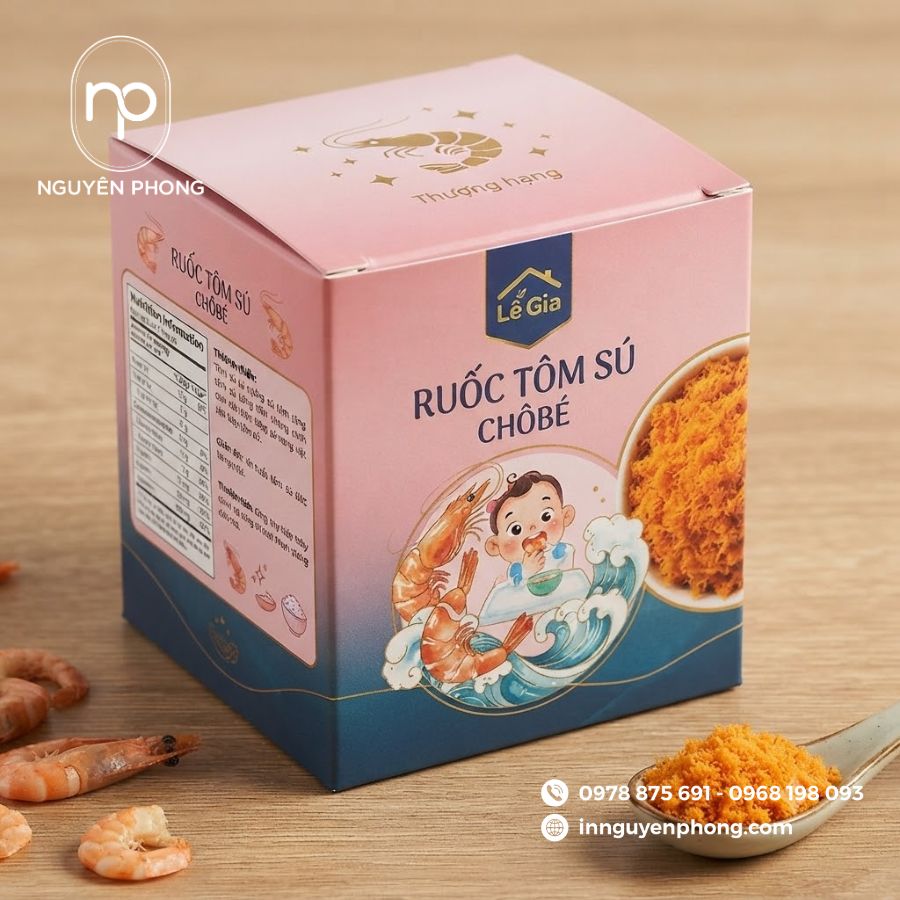 In hộp đựng ruốc tôm Hạ Long bắt mắt