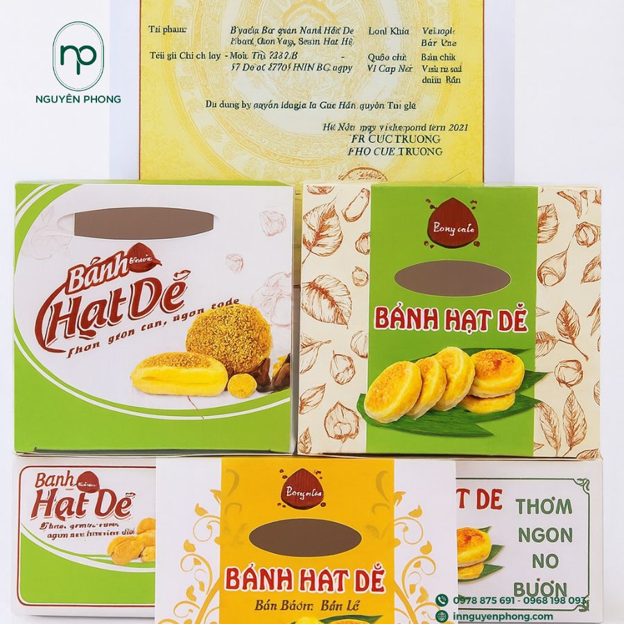 In hộp giấy đựng bánh hạt dẻ