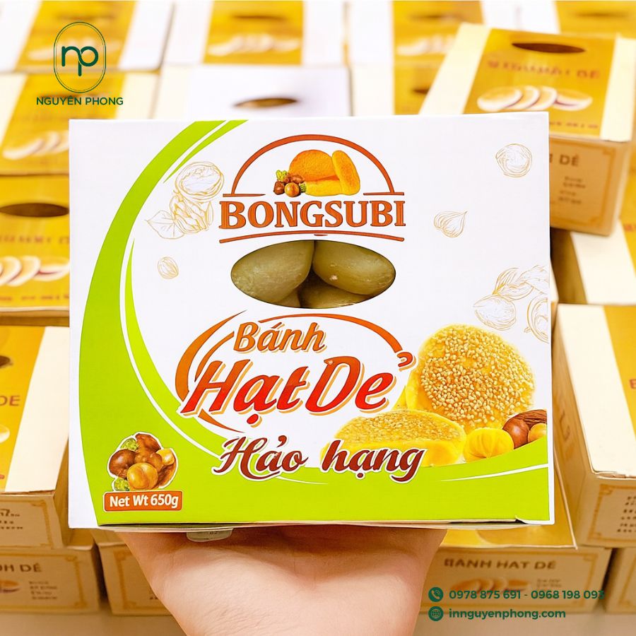 In hộp giấy đựng bánh hạt dẻ