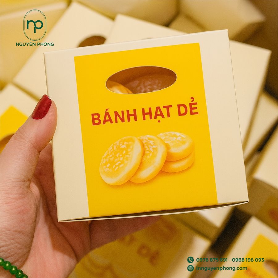 In hộp giấy đựng bánh hạt dẻ