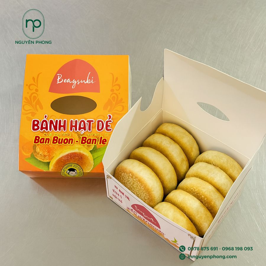 In hộp giấy đựng bánh hạt dẻ