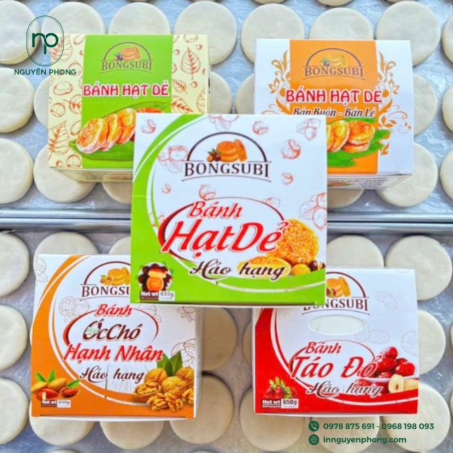 In hộp giấy đựng bánh hạt dẻ