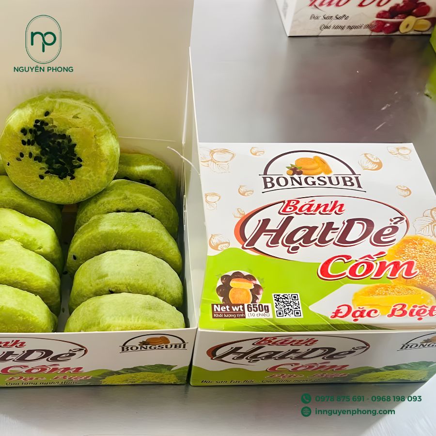 In hộp giấy đựng bánh hạt dẻ