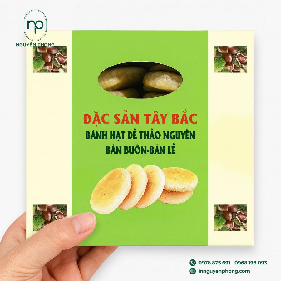 In hộp giấy đựng bánh hạt dẻ
