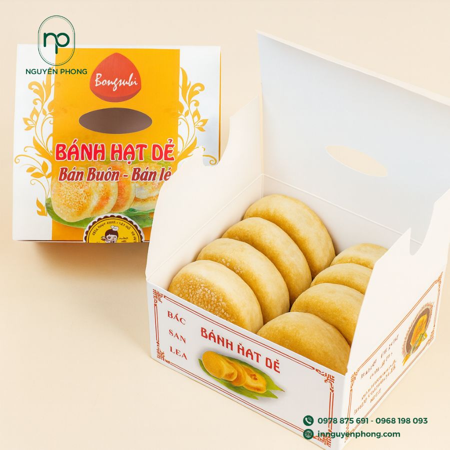 In hộp giấy đựng bánh hạt dẻ