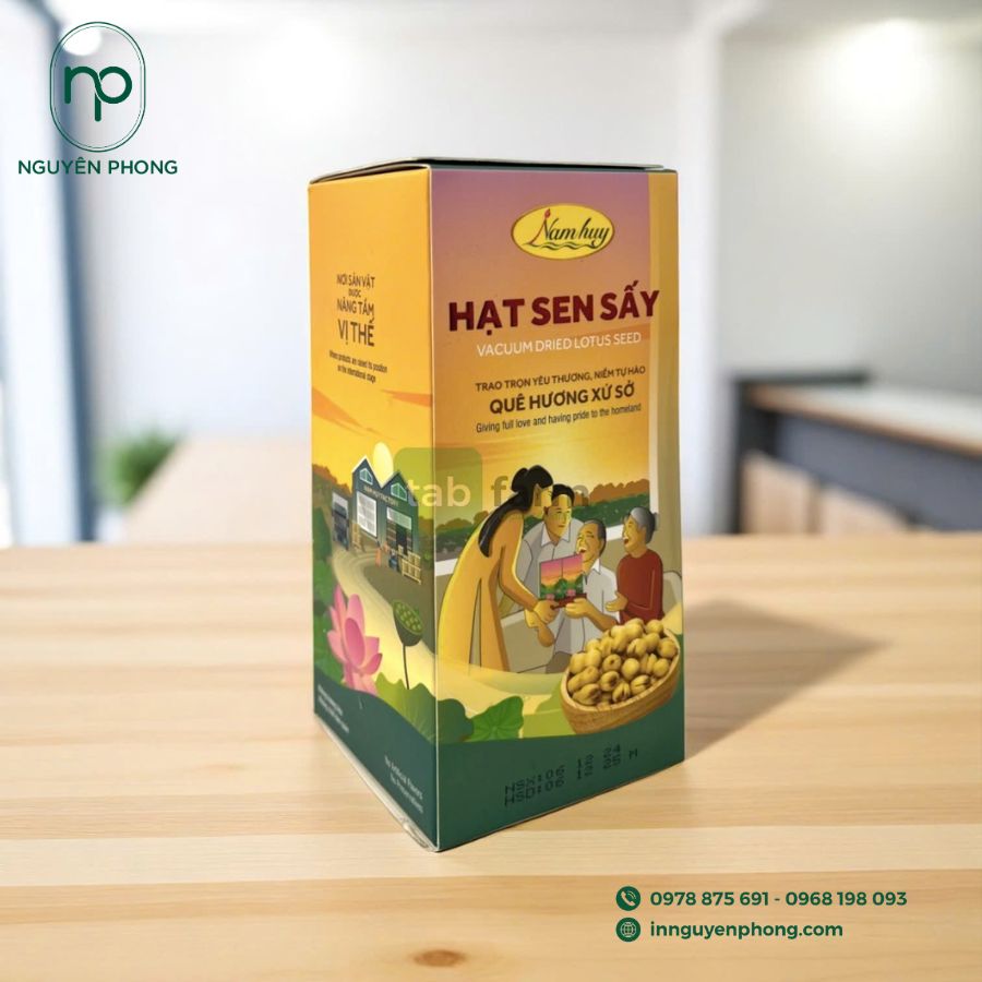 Mẫu hộp giấy đựng hạt sen sấy