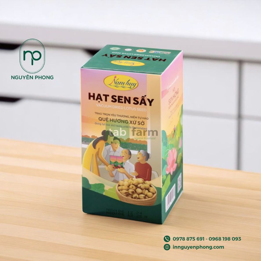 Mẫu hộp giấy đựng hạt sen sấy